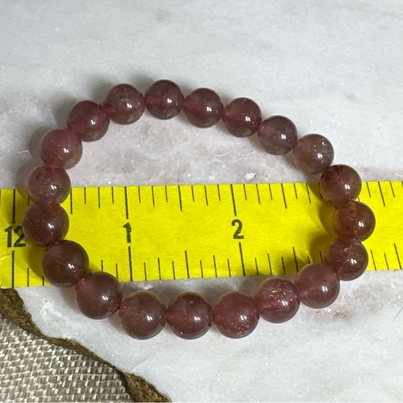 10mm 139.40CT Natural strawberry Quartz Stretchable Bracelet - Picture 10 of 17
